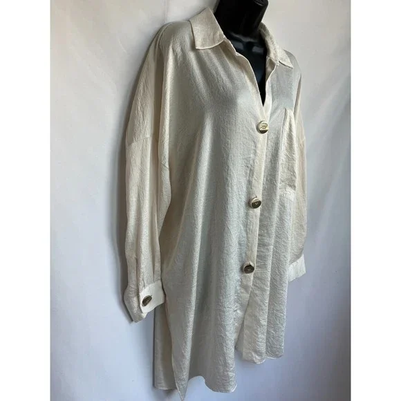 Zara Cream Button-Up Tunic - Picture 4 of 11